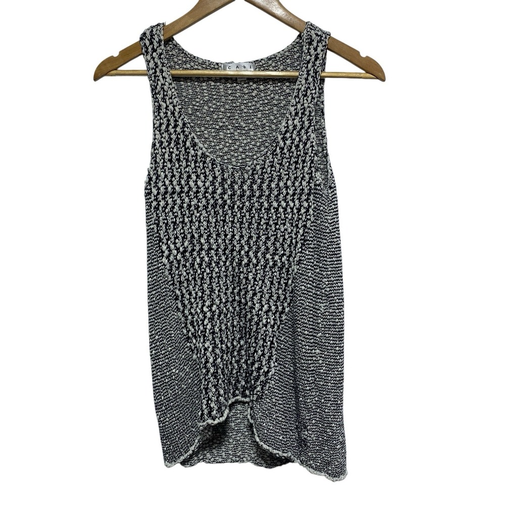 CABI Sweater Womens S Sleeveless Bobble Knit Style Tape Yarn Knit Scoop Neck 488